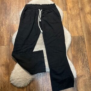 Roxy Black Drawstring Linen-Blend Pants